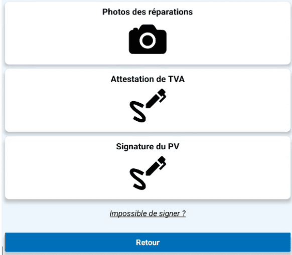 Actions de fin de chantier : photos des réparations, attestation de TVA, signature du PV